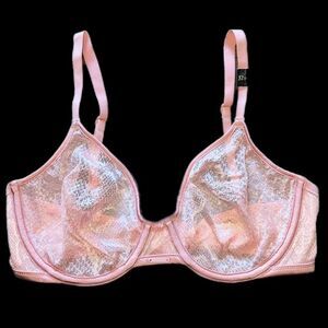 Victoria’s Secret Unlined Perfect Coverage Sexy Snake print Mesh Bra pink